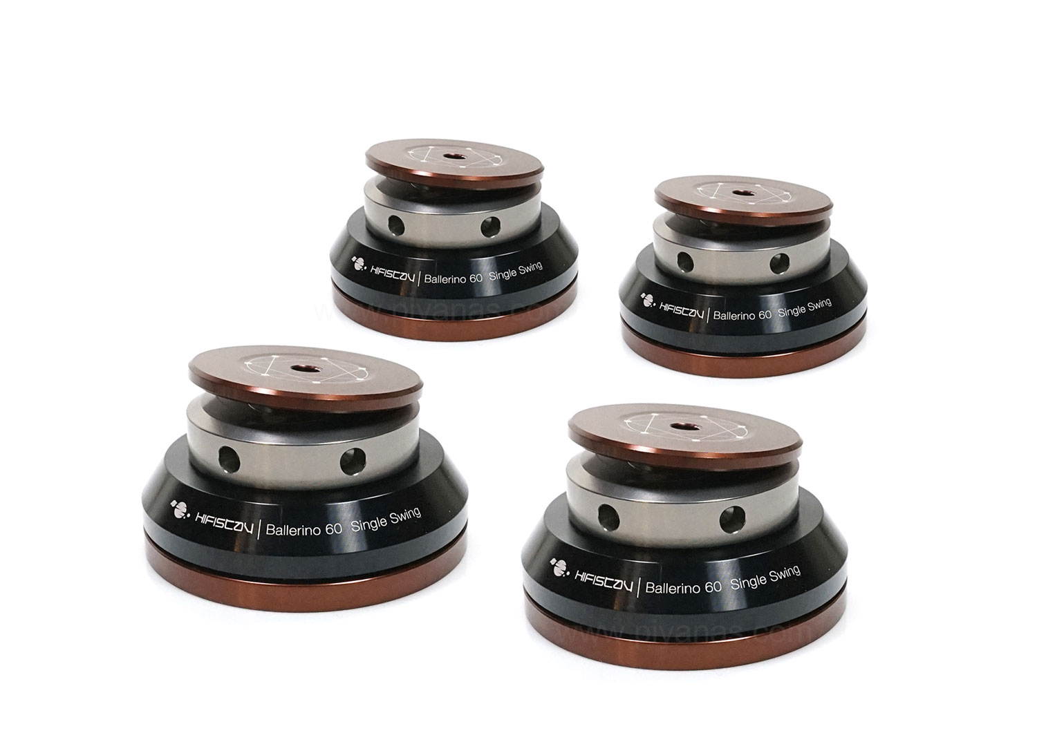 Ballerino 60 single swing (60 mm) 
Set of 4 (Black/Silver)