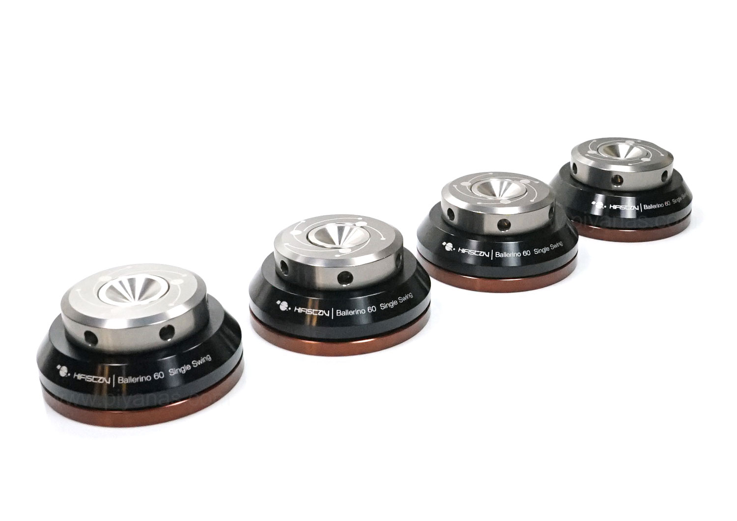 Ballerino 60 single swing (60 mm) 
Set of 4 (Black/Silver)