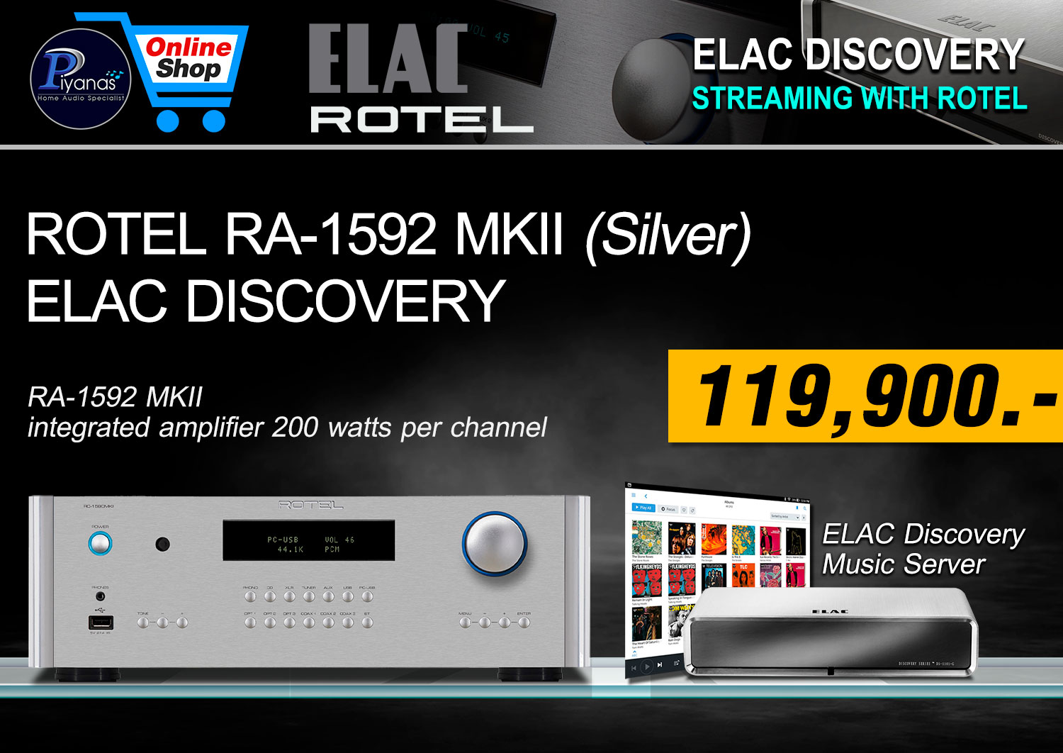 RA-1592 MK II (Silver) +
Elac Discovery