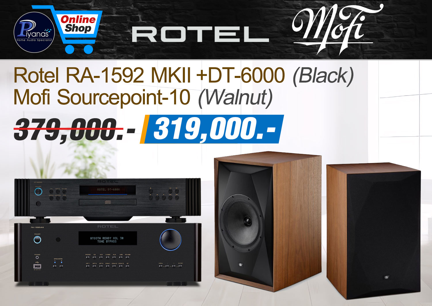 RA-1592 MKII +DT-6000 (Black)
Mofi Sourcepoint-10 (Walnut)
