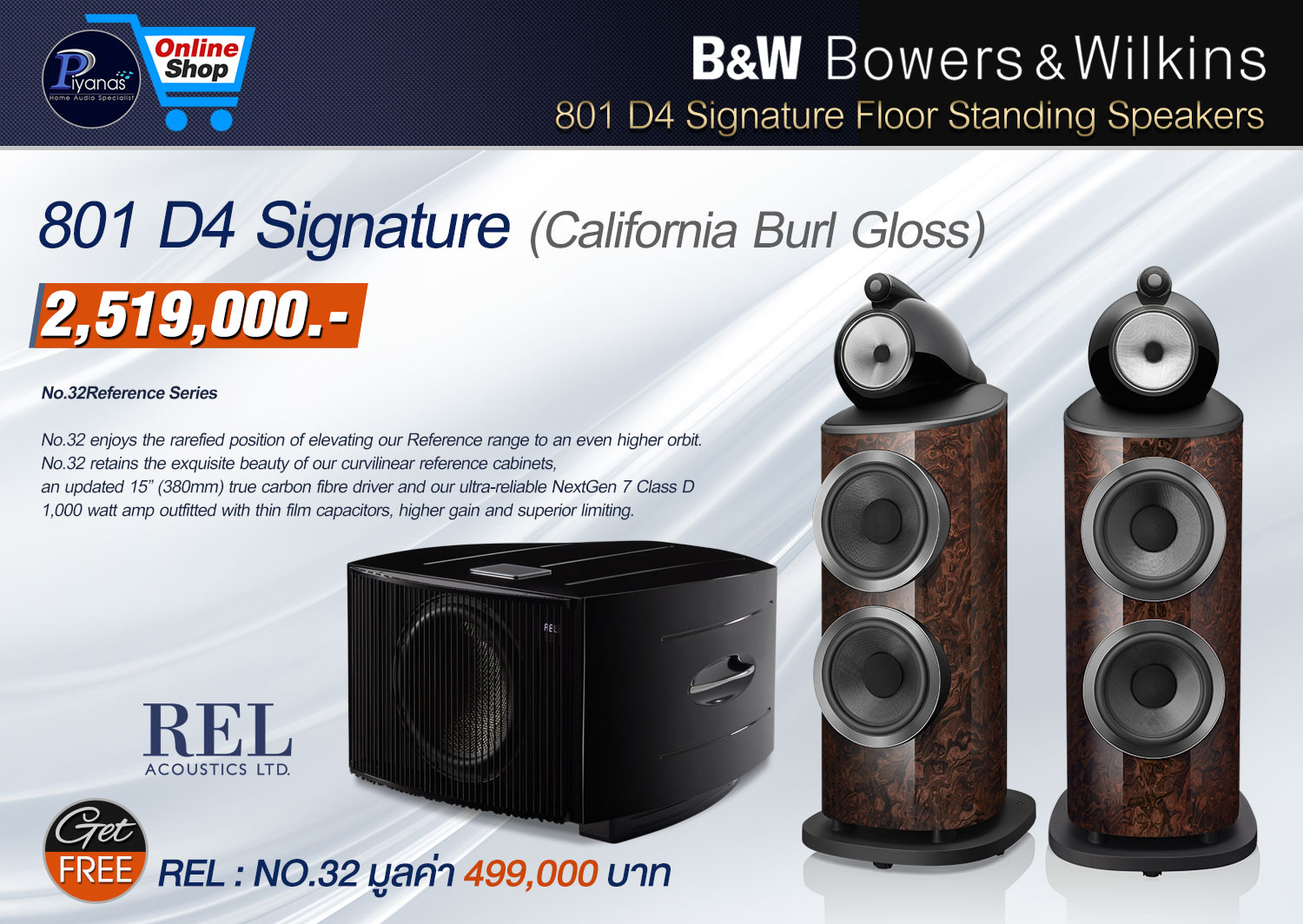 801 D4 Signature 
(California Burl Gloss)