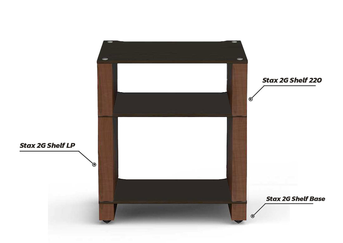 Stax 2G 3 Shelf LP Collection (Shelf Base + Shelf LP + Shelf 220) (Walnut)