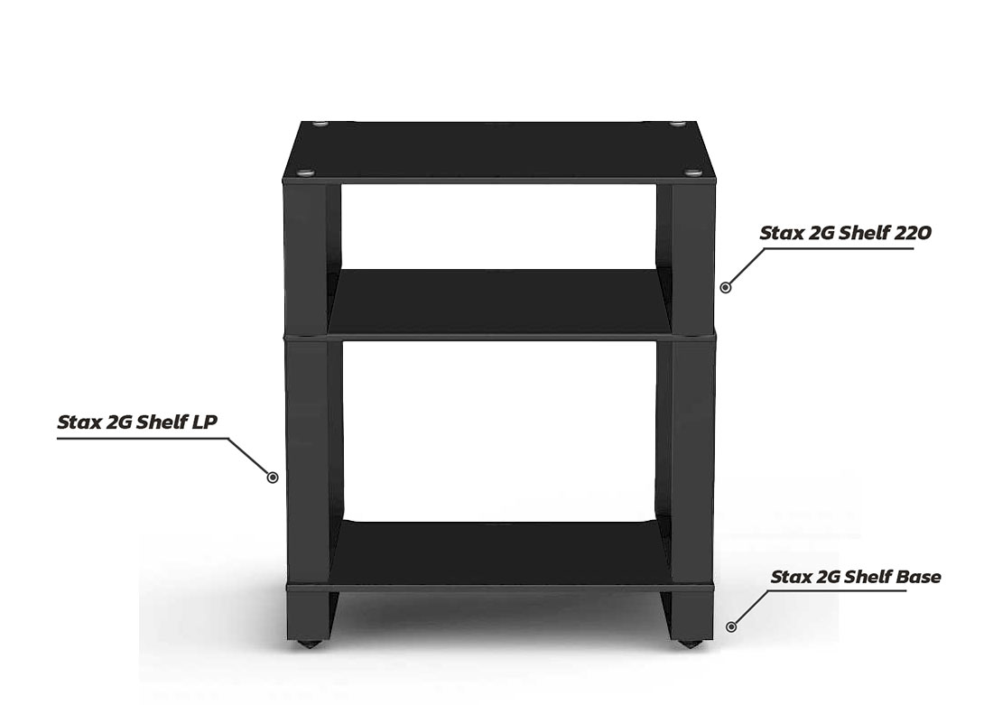 Stax 2G 3 Shelf LP Collection (Shelf Base + Shelf LP + Shelf 220) (Black)