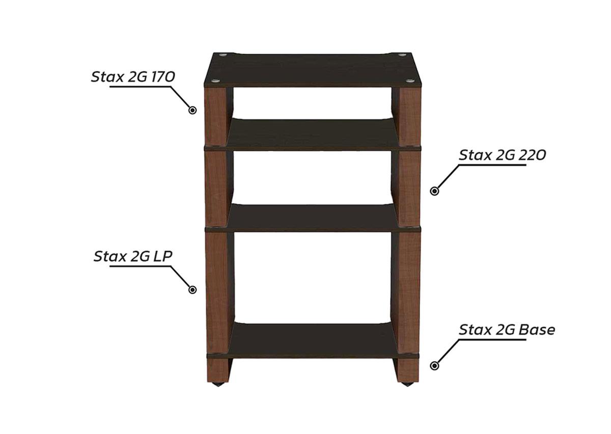 Stax 2G 4 Shelf LP Collection (Shelf Base + Shelf LP + Shelf 170 + Shelf 220) (Walnut)