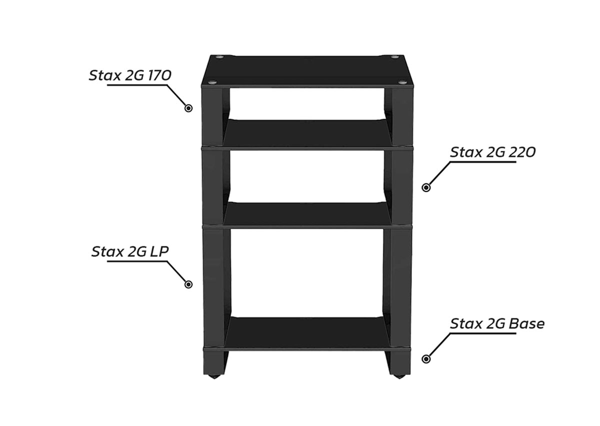 Stax 2G 4 Shelf LP Collection (Shelf Base + Shelf LP + Shelf 170 + Shelf 220) (Black)