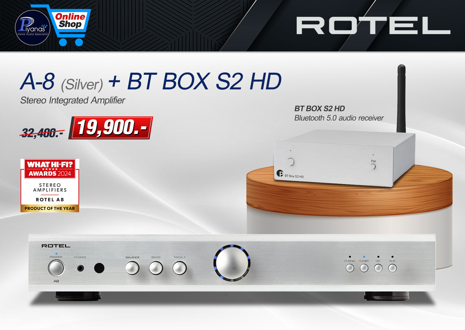A-8 (Silver) + BT BOX S2 HD